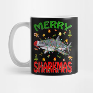 Santa Hat Shark Merry Sharkmas Christmas PJ Pajama T-Shirt Mug